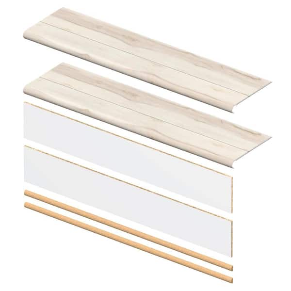 Navarra 6.5 mm x 46 in. x 12 in. Exact Match Round Nose Stair Tread + Riser Combo Kit (2-Pack)