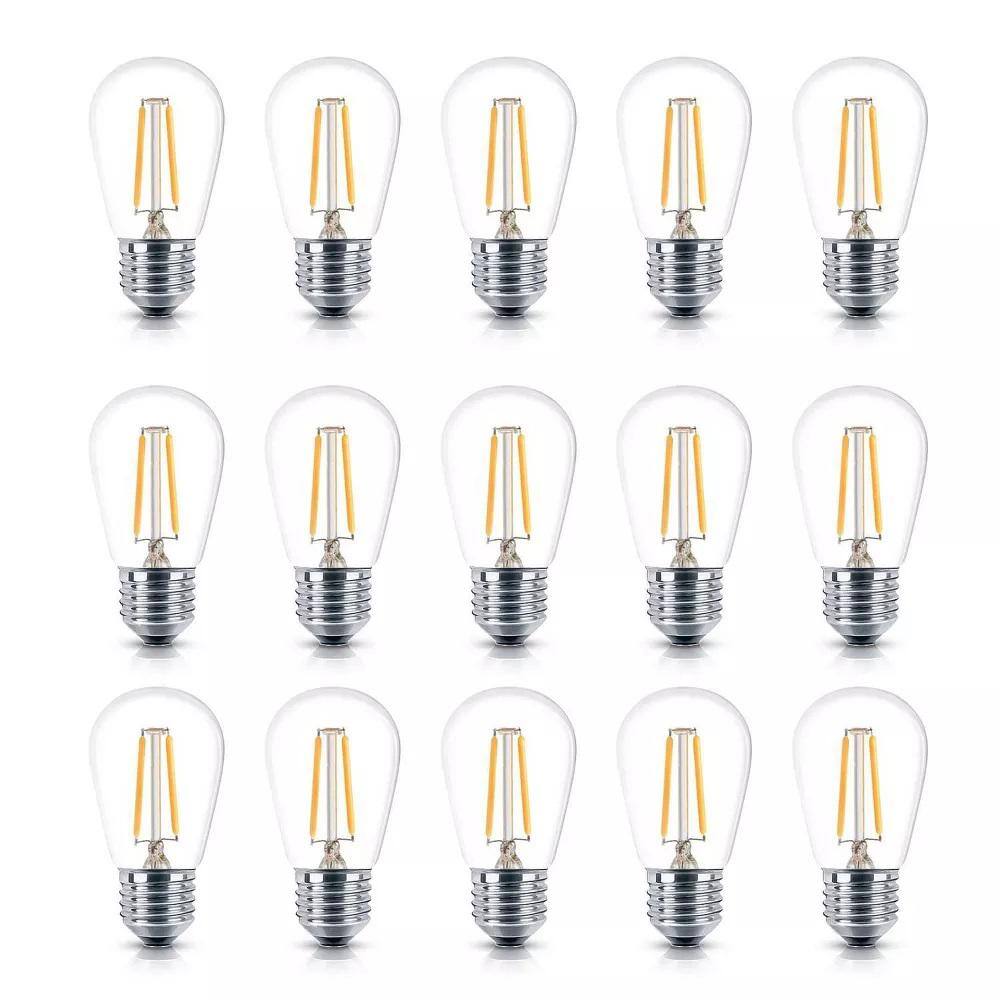 Clear Dimmable LED Edison Bulbs for Outdoor String Lights, 15-Pack