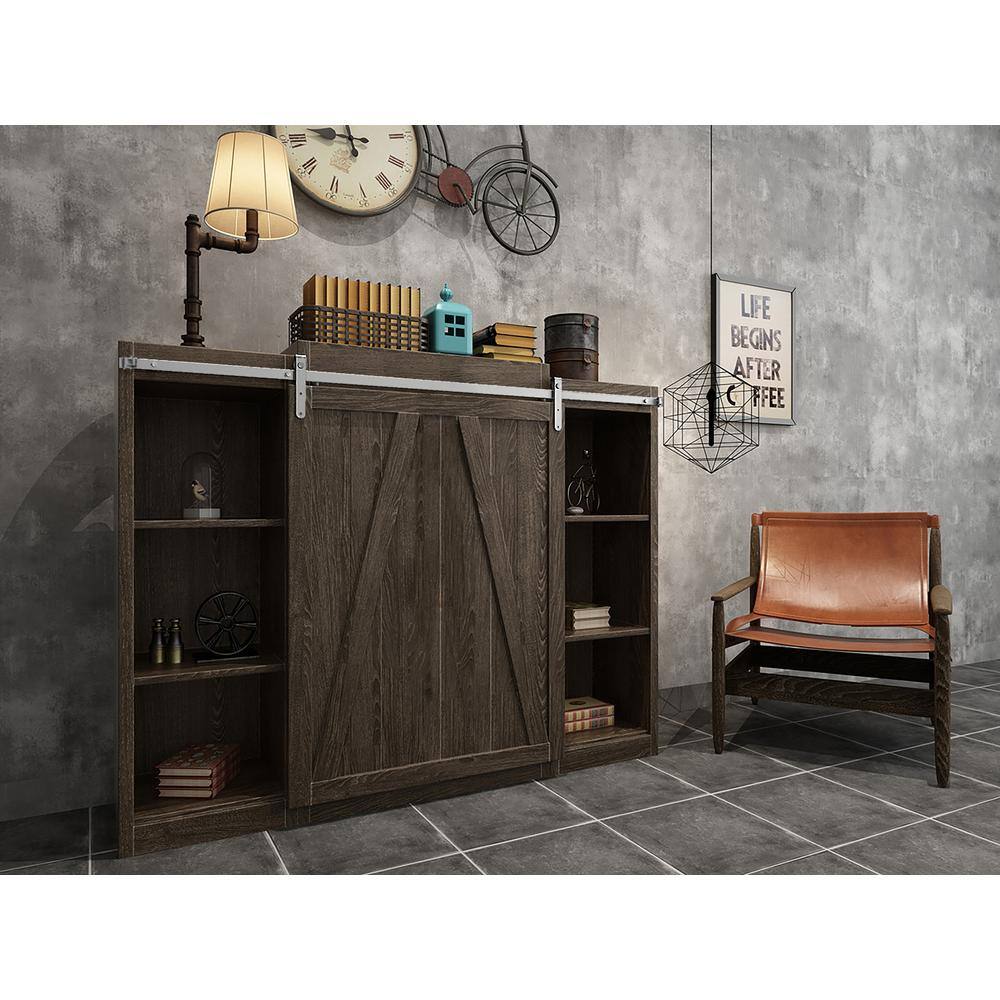 Satin Nickel Hook Mini Single Track Barn Door Hardware Kit