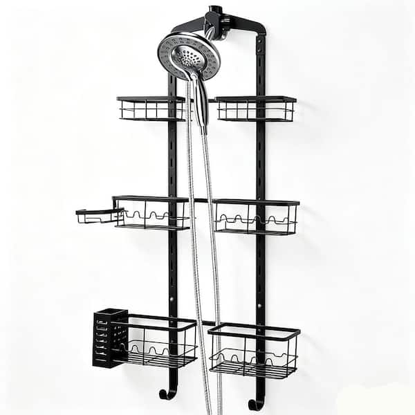 3-Tier Adjustable Hanging Shower Caddy, Rust-Proof in Black