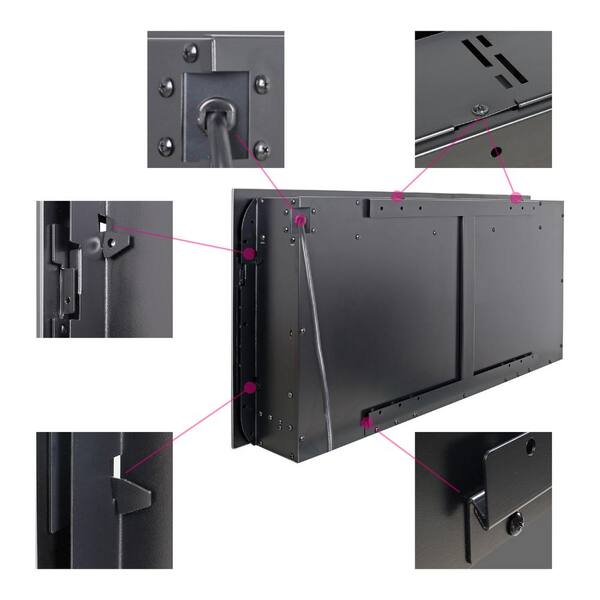 AFAIF - 60 in. Ultra-Thin Wall Mounted Electric Fireplace, Recessed LED Light Heater with Remote Control in Antique Black