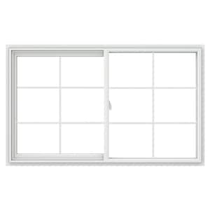 59.5 in. x 35.5 in. V-2500 White Left-Hand Vinyl Sliding Window with Colonial Grids/Grilles