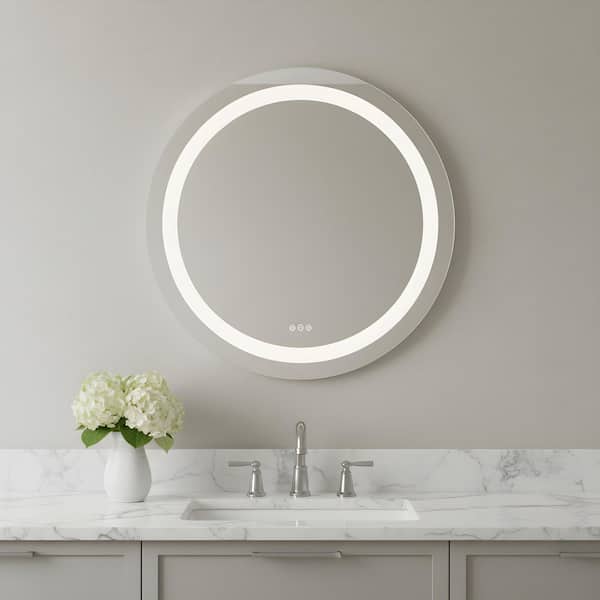 Mera 36 in. x 36 in. Bright White Integrated LED Illuminated Dimmable Vanity Light Mirror