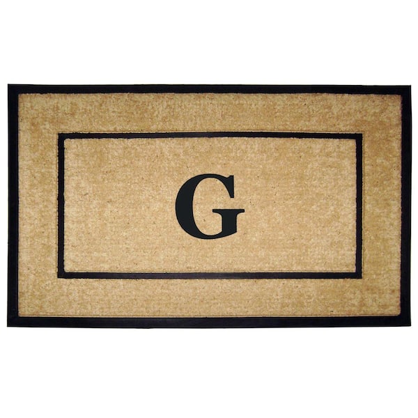 Nedia Home DirtBuster Single Picture Frame Black 30 in. x 48 in. Coir with Rubber Border Monogrammed G Door Mat