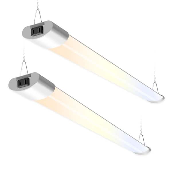 5CCT LED Shop Light 4 ft. 20W 30W 40W Selectable 2700K-6500K Linkable Linear Work Light for Garage Basement (2-Pack)