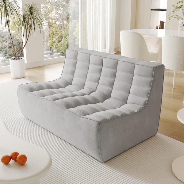 J&E Home 55.12 in. W Armless Linen Polyester Modular Reclining Sofa in. Gray