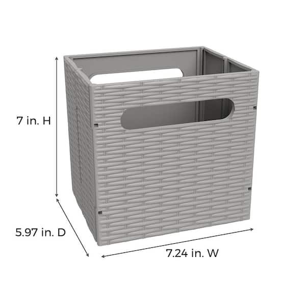Gray Stripes Folding Large Fabric Storage Bins with Handles (Set of 3)