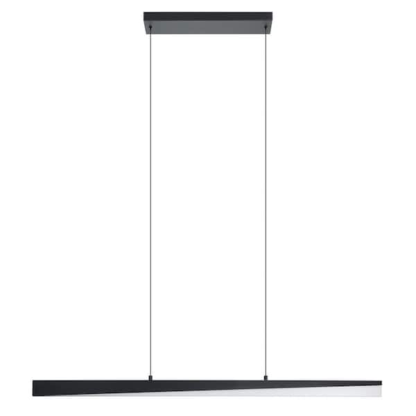 Eglo Isidro 60 in. W x 2.75 in. H Black Statement Integrated LED Pendant Light with White Acrylic Diffuser