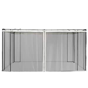 11.5 ft. x 7 ft. Gazebo Net Replacement, Mesh Sidewall Netting with Zippers and Curtain Rings for Patio, Cream