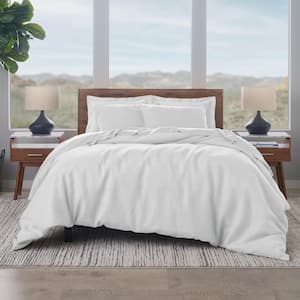 ELLA JAYNE 500 Thread Count Cotton 3-Piece Duvet Cover Set, White, Full/Queen Size