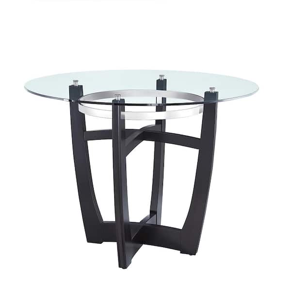 Z-joyee 42 in. Black Round Tempered Glass Top Coffee Table