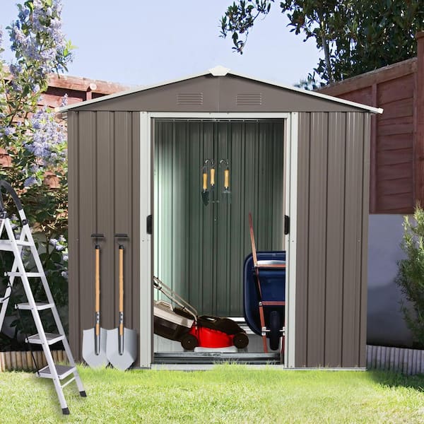 Daheat Durab, 6 ft. W x 5 ft. D, Outdoor Metal Storage Shed, Gray, 30 sq. ft.
