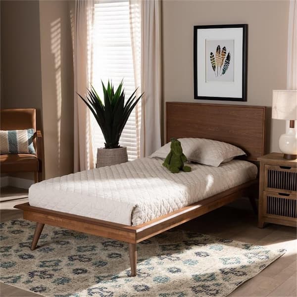 HOME IMPORTS EMPORIUM Brown Frame Twin Size Platform Bed, Durable Platform Bed for All Spaces, Space-Saving Modern Platform Bed