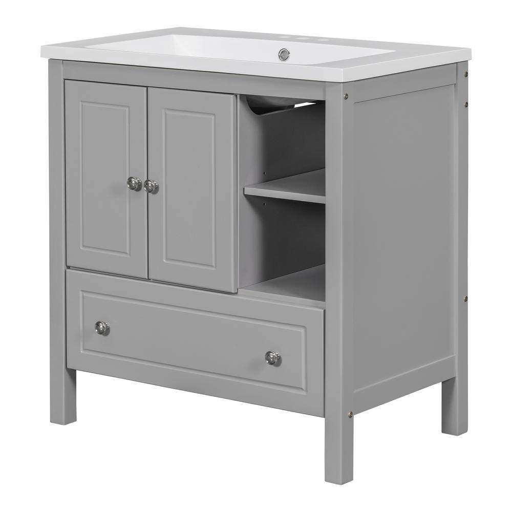 Polibi 30 in. W x 18.03 in. D x 32.13 in. H Bath Vanity in Gray with