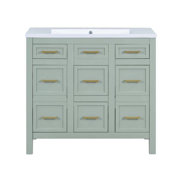 【 Saruwa2♡  】 Virubi 36 in. W Single Sink Bath Vanity in Green with White