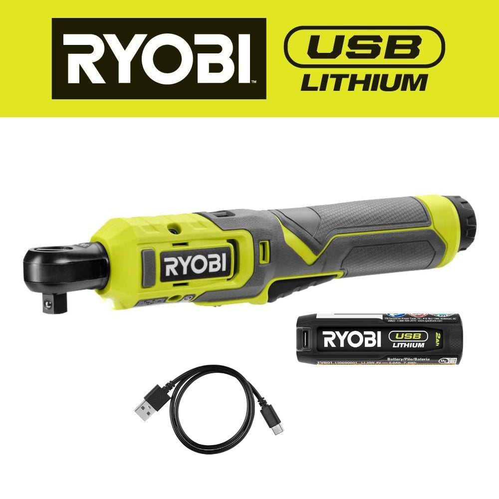 RYOBI USB Lithium Compact Scrubber Kit with 2.0 Ah Battery, USB Charging  Cord, and 2 in. Medium Bristle Brush FVG51K - The Home Depot
