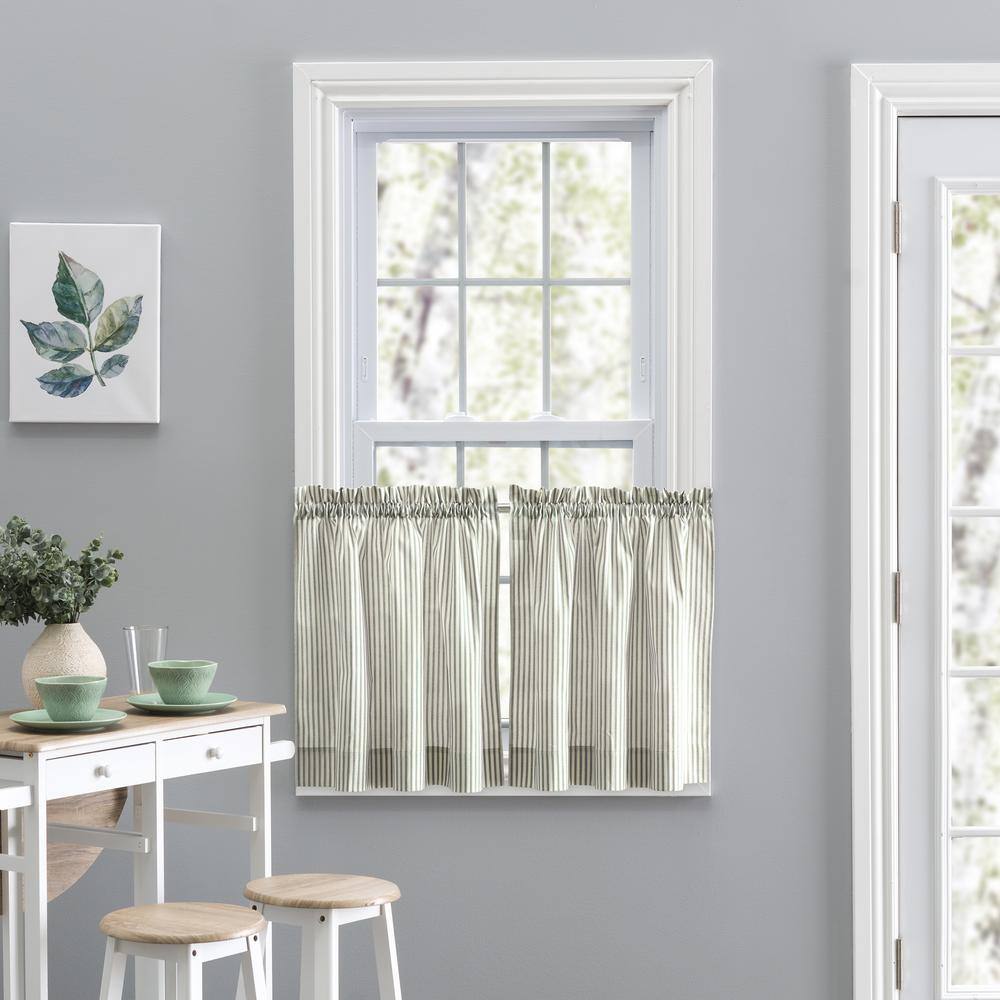 Sage Striped Rod Pocket Light Filtering Curtain - 56 in. W x 36 in. L (Set of 2) price history on PriceWatchPro