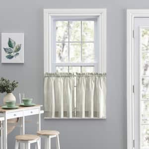 Sage Striped Rod Pocket Room Darkening Curtain - 56 in. W x 36 in. L (Set of 2)