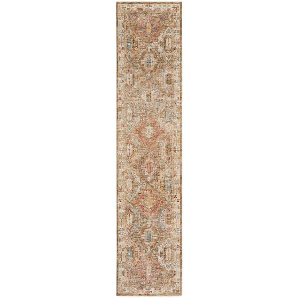 Nourison Sahar Green 2 ft. x 10 ft. Floral Vintage Traditional Kitchen Runner Area Rug