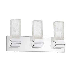 ICE 19 in. 3 Light Chrome, Clear LED Vanity Light Bar with Clear Glass Shade