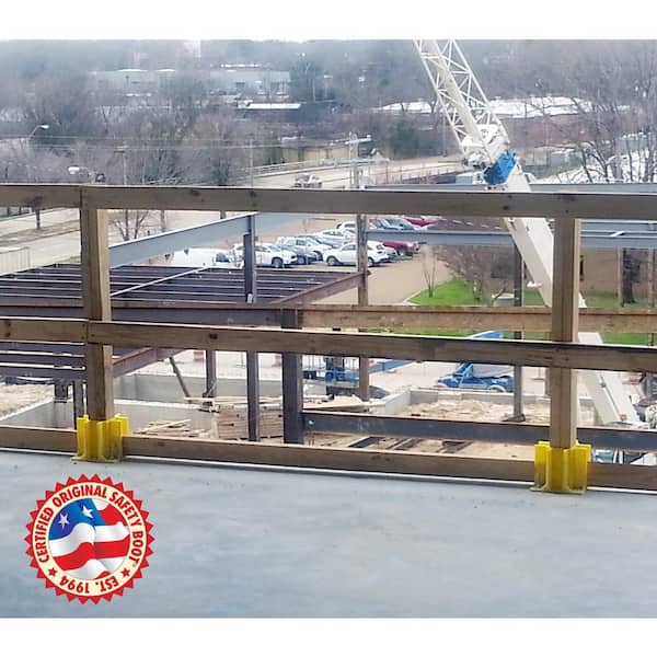 Safety Boot - Yellow OSHA Compliant Guardrail Base with Toeboard Slots for Complete OSHA Required Toeboard Protection 1 Unit