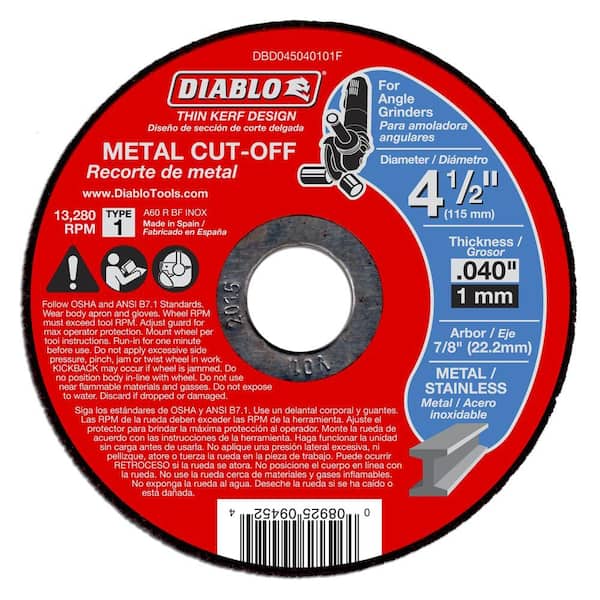 4-1/2 in. x 0.040 in. x 7/8 in. Thin Kerf Metal Cut-Off Disc (15-Pack)