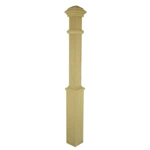 Stair Parts 4191 56 in. x 5 in. Unfinished Red Oak Plain Solid Core Box Newel Post