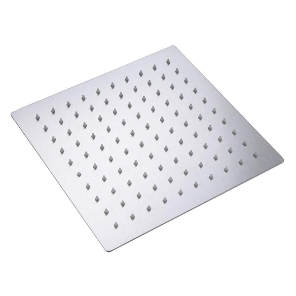 1-Spray Patterns with 2.5 GPM 10 in. Square Wall Mount Metal Ultra-Thin Fixed Shower Head in Brushed Nickel