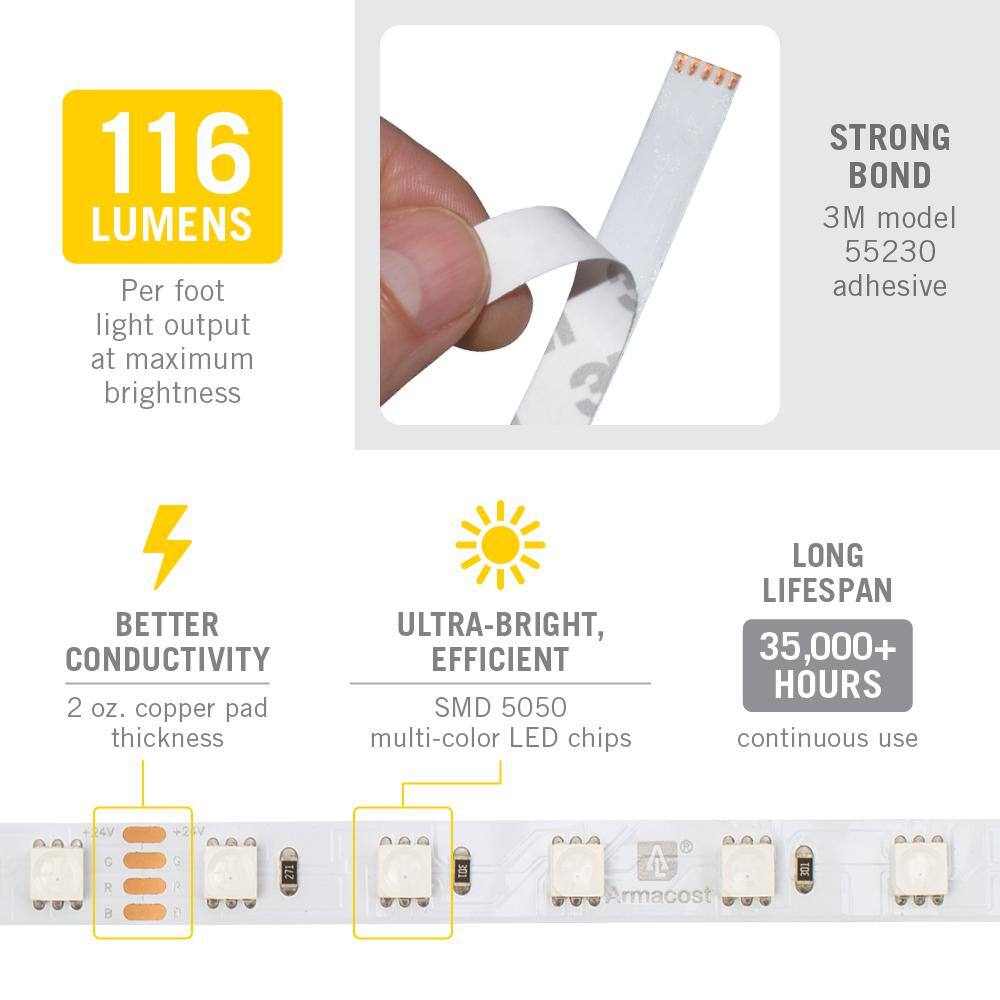16.4 ft Multi-Color LED Tape Light with Remote