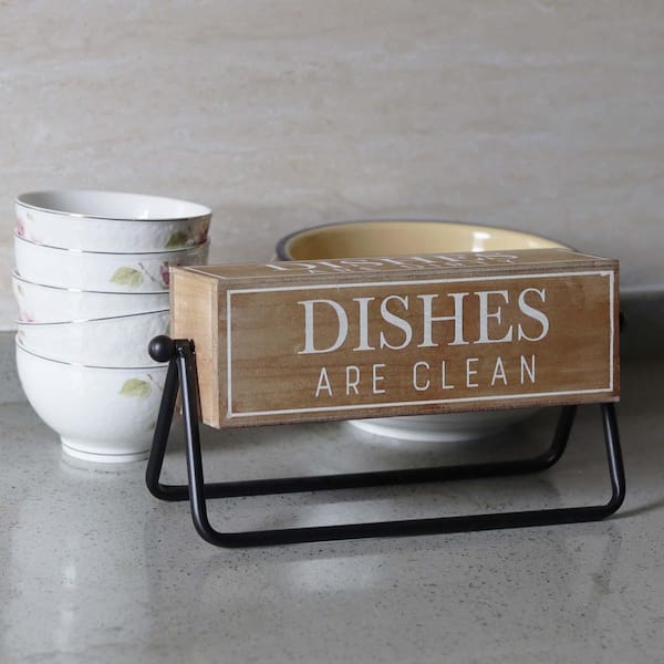 PARISLOFT 4-Sided Rotating Kitchen Wood Tabletop Sign