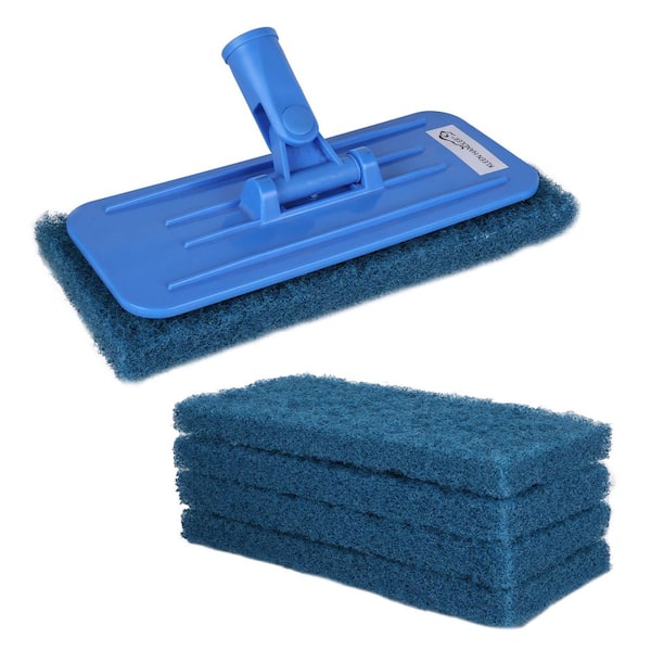 Medium Duty Cleaning Scrubbing Pads 5-Pieces Bundle W/ Threaded Swivel EZ Scrub Pad Holder Household Commercial Cleaning
