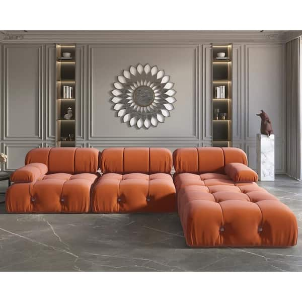 orange three seater sofa