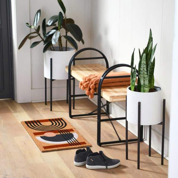 Multi-Colored 16 in. x 32 in. Stacked Geometric Coir Door Mat