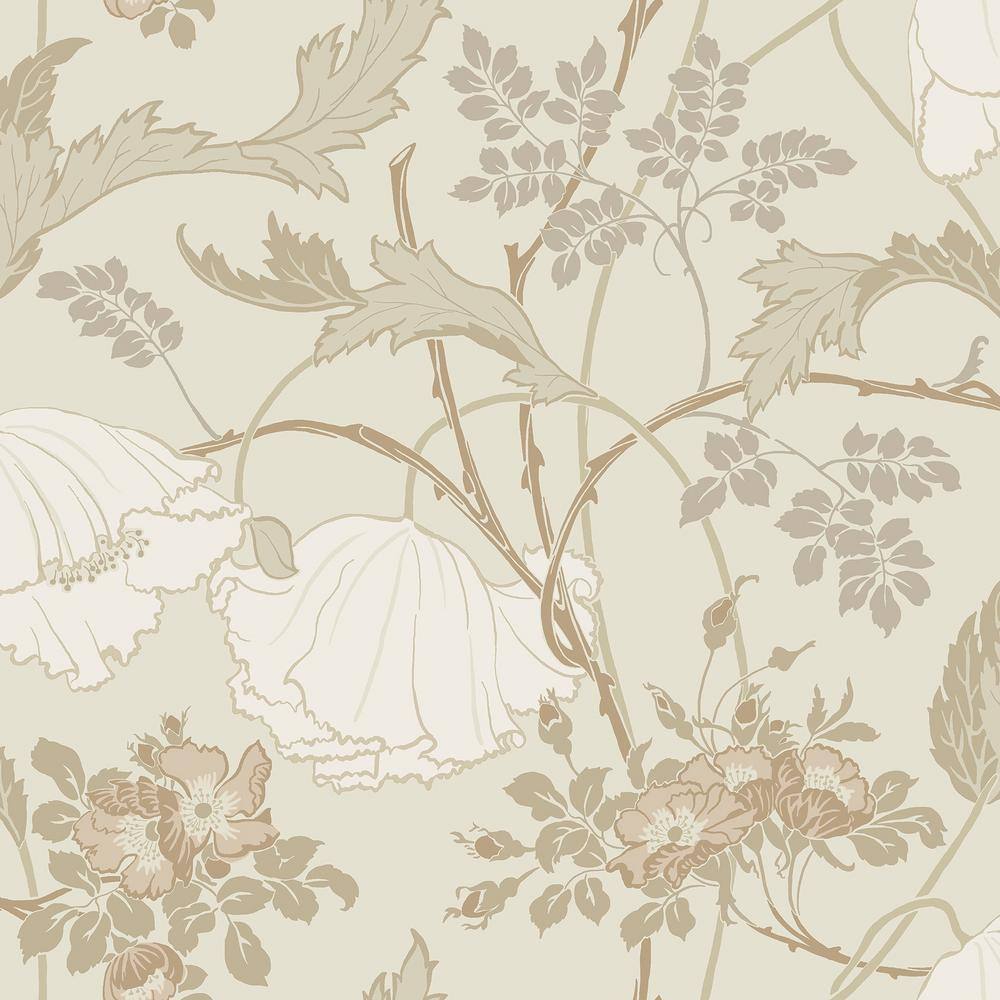 Gwendolyn Neutral and Coral Floral Pre-pasted Wallpaper
