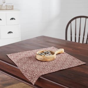 Custom House 20 in. W x 20 in. L Burgundy Jacquard Medallion Cotton Blend Tablecloth Topper