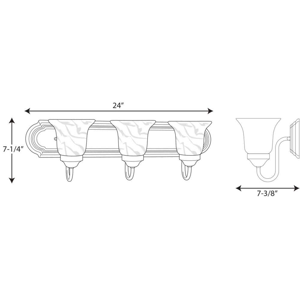 Three-Light Brushed Nickel Alabaster Glass Bath Vanity Light