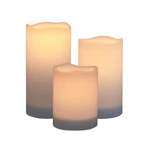 Outdoor Solar Powered White LED Candles - Set of 3