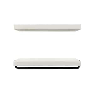 True Floating 5.5 in. x 21 in. x 3.5 in. White Pine Floating Decorative Wall Shelf Set with Towel Bar and Brackets