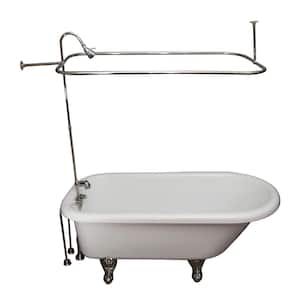 5.6 ft. Acrylic Ball and Claw Feet Roll Top Tub in White with Polished Chrome Accessories