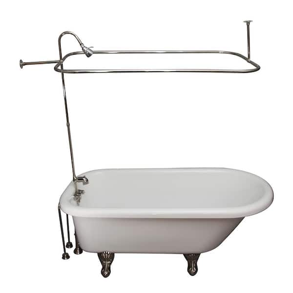 Barclay Products 5.6 ft. Acrylic Ball and Claw Feet Roll Top Tub in White with Polished Chrome Accessories