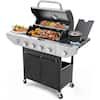 FIROMO 4-Burner Propane Gas Grill in Stainless Steel with Side Burner, Condiment Rack, and Built-in Thermometer for Outdoor BBQ JW-83092-4F