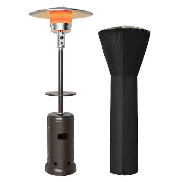 Gymax 87 in. Tall 48,000 BTU Bronze Patio Propane Heater with Cover and Table