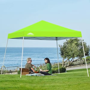 10 ft. W x 10 ft. D Slant Leg Pop-up Canopy Tent Easy 1-Person Setup Instant Outdoor Canopy in Fluorescent Green