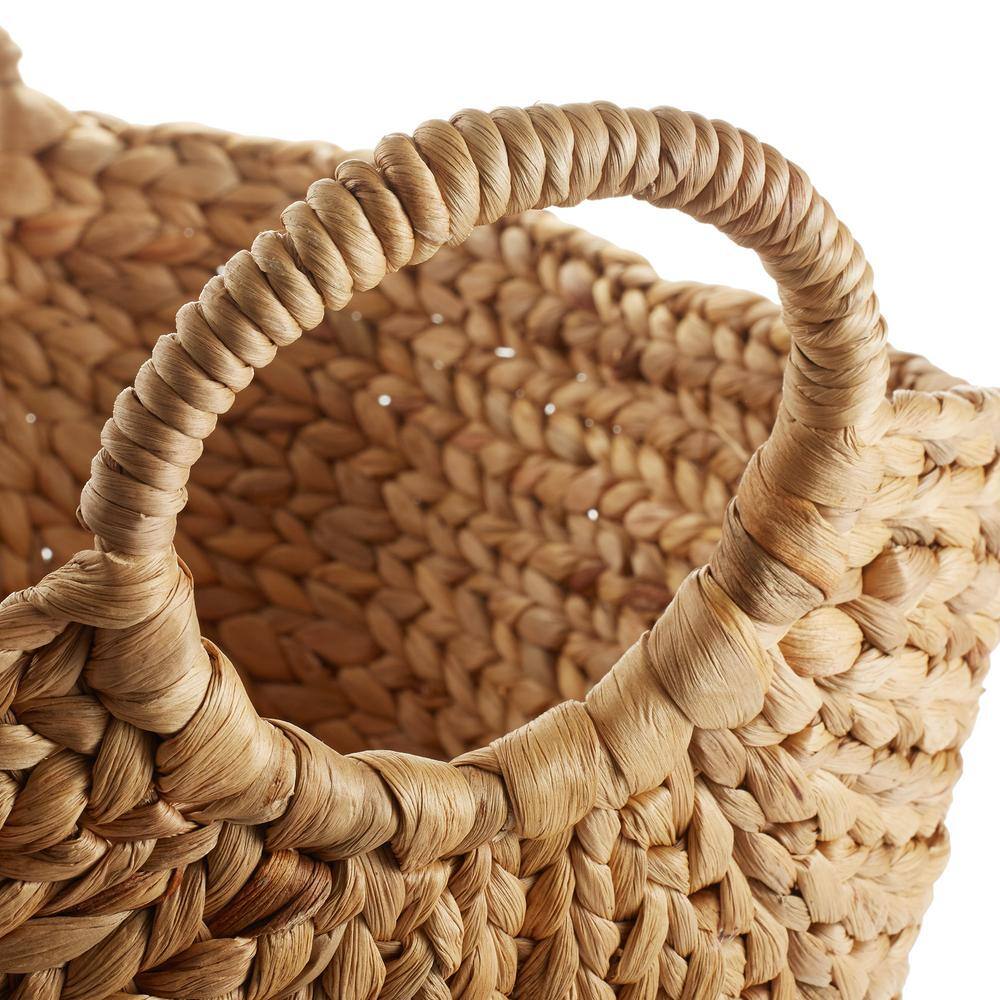 Natural Water Hyacinth Oval Storage Basket with Handles