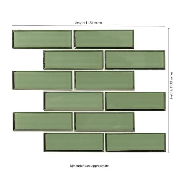 MSI Evergreen Textured Beveled Subway 11.73 in. x 11.73 in. x 8mm Glass Mesh-Mounted Mosaic Wall Tile (9.6 sq. ft. / case)