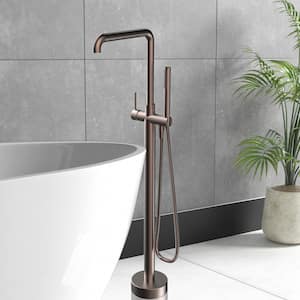 Single-Handle Freestanding Tub Faucet with Hand Shower in Oil Rubbed Bronze