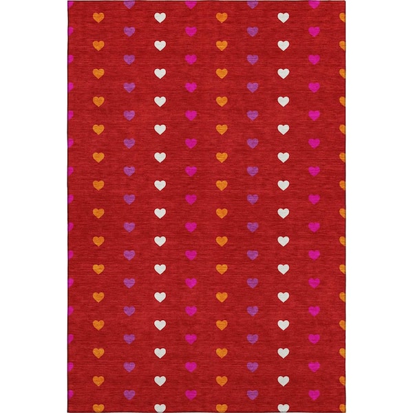 Mayfield Premium Machine Washable Abstract AMF2510 Red 3 ft. x 5 ft. Area Rug