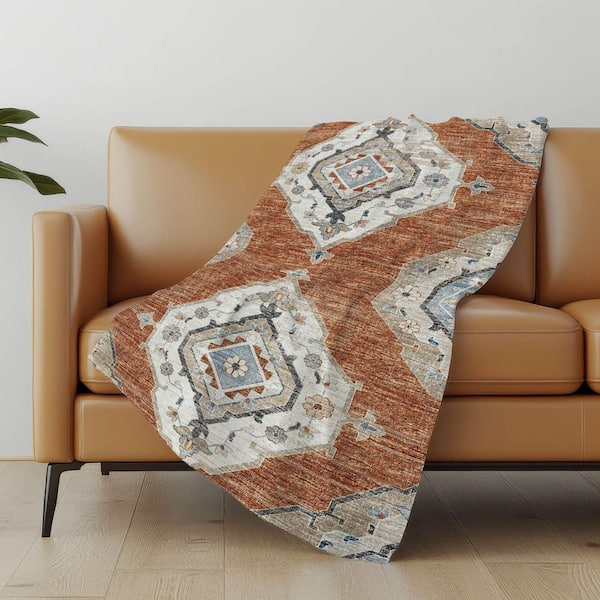 Premium Machine Washable ASB91 Clay 50 in. x 70 in. Sherpa Throw Blanket