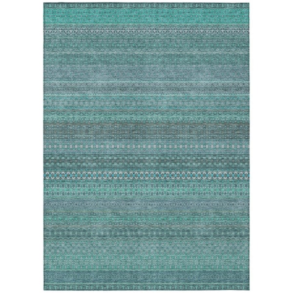 Chantille ACN527 Turquoise 2 ft. 6 in. x 3 ft. 10 in. Machine Washable Indoor/Outdoor Geometric Area Rug
