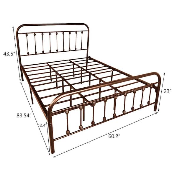 Bansa Rose Bronze Queen Size Metal Bed, Metal Full Size Bed Frame With Headboard